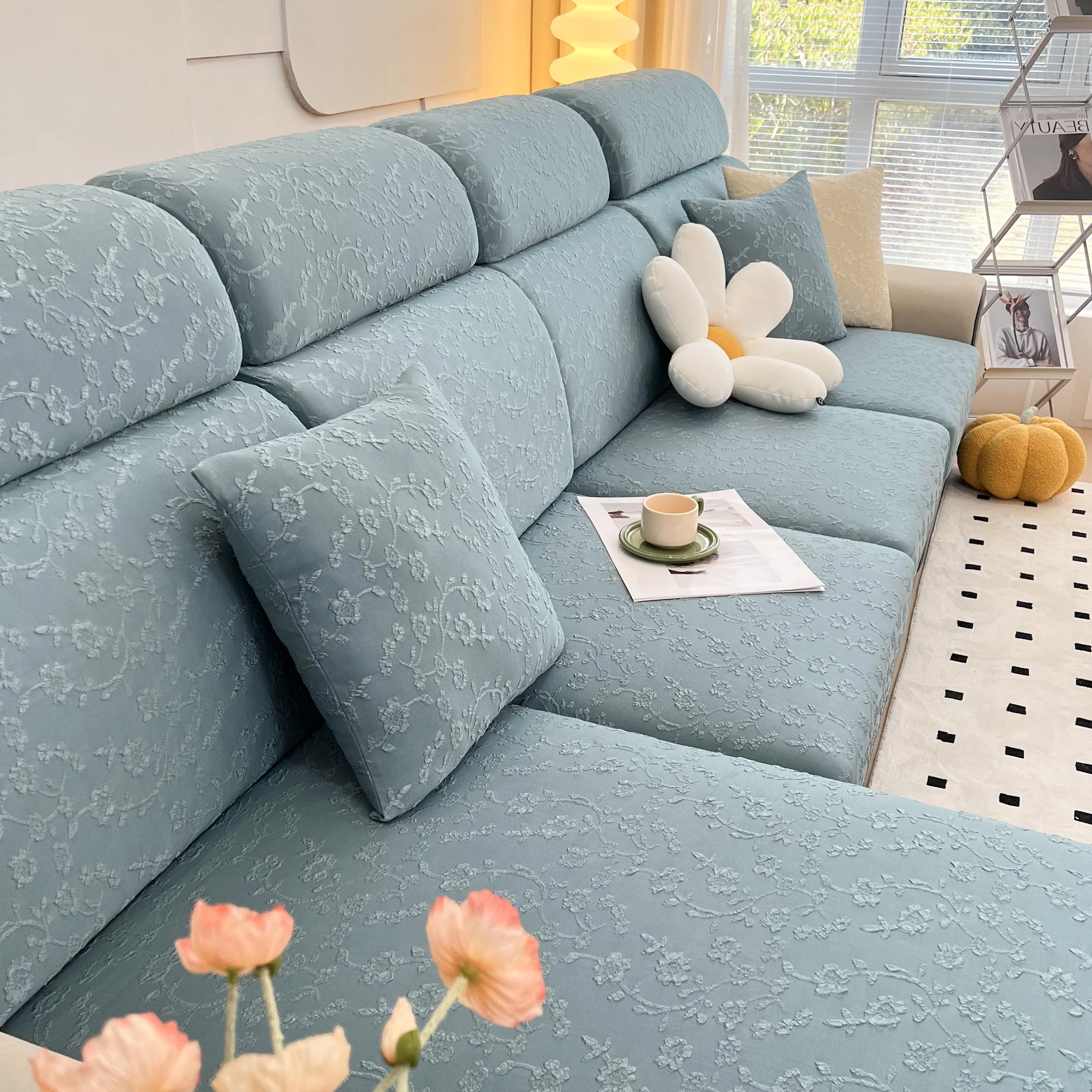 Frost Flower Cooling Silk Fabric Stretch Cushion Cover, Non-Slip Furniture Protector for Kids, Chaise Lounge Cushion Covers - Image 21