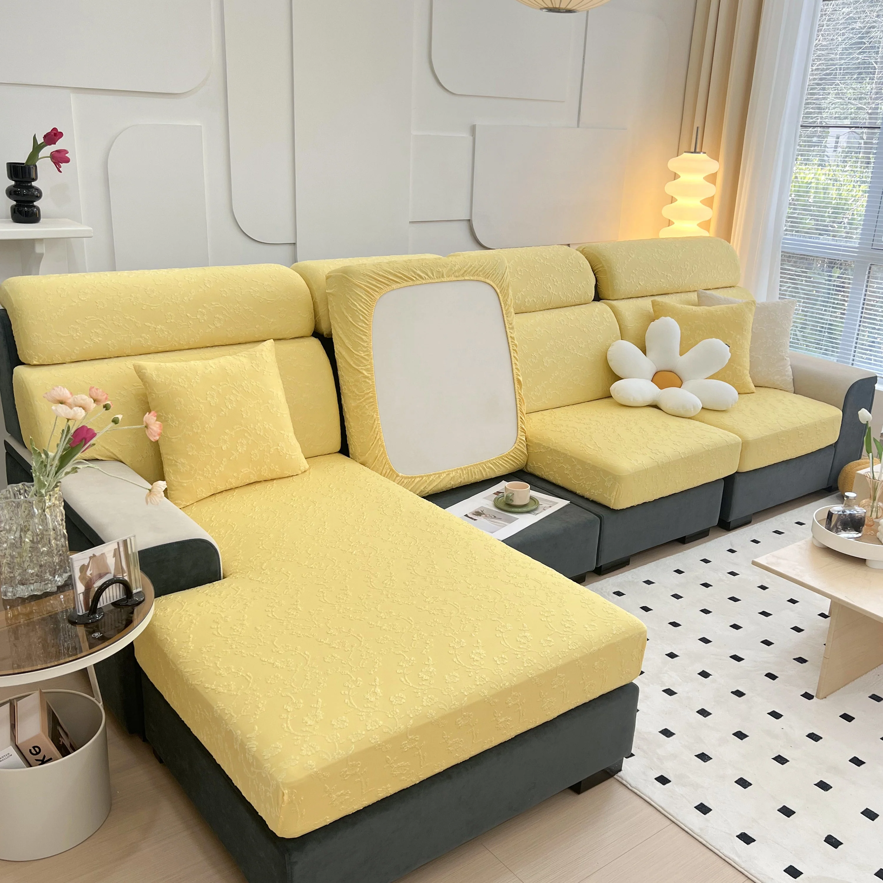 Frost Flower Cooling Silk Fabric Stretch Cushion Cover, Non-Slip Furniture Protector for Kids, Chaise Lounge Cushion Covers - Image 27