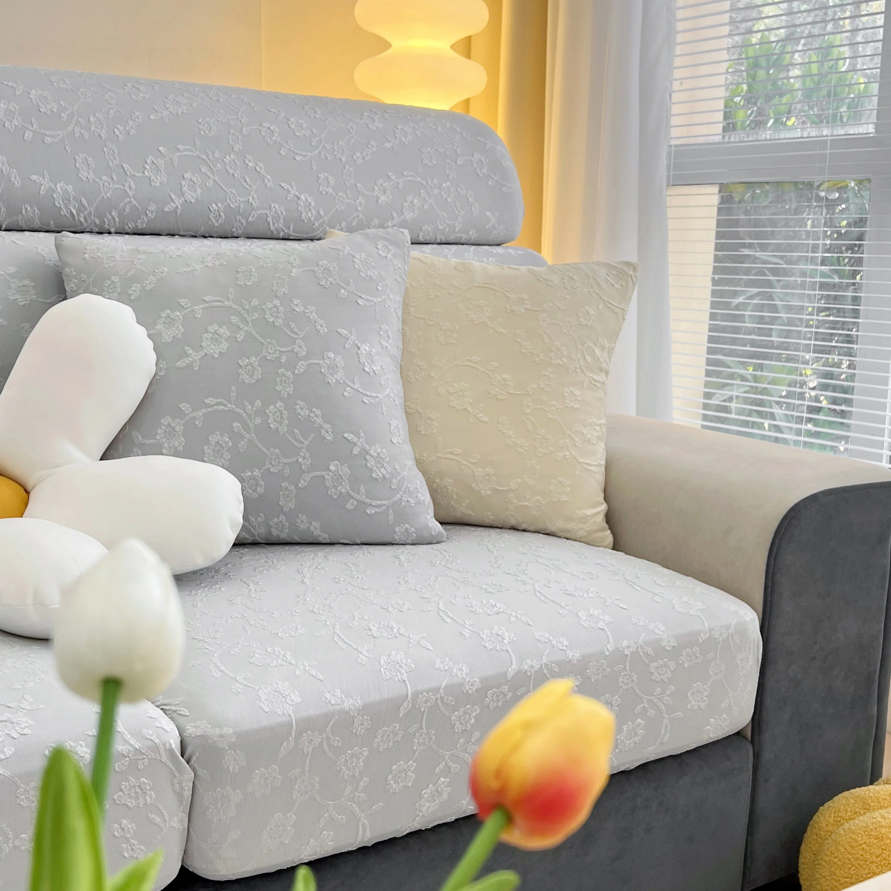 Frost Flower Cooling Silk Fabric Stretch Cushion Cover, Non-Slip Furniture Protector for Kids, Chaise Lounge Cushion Covers - Image 28