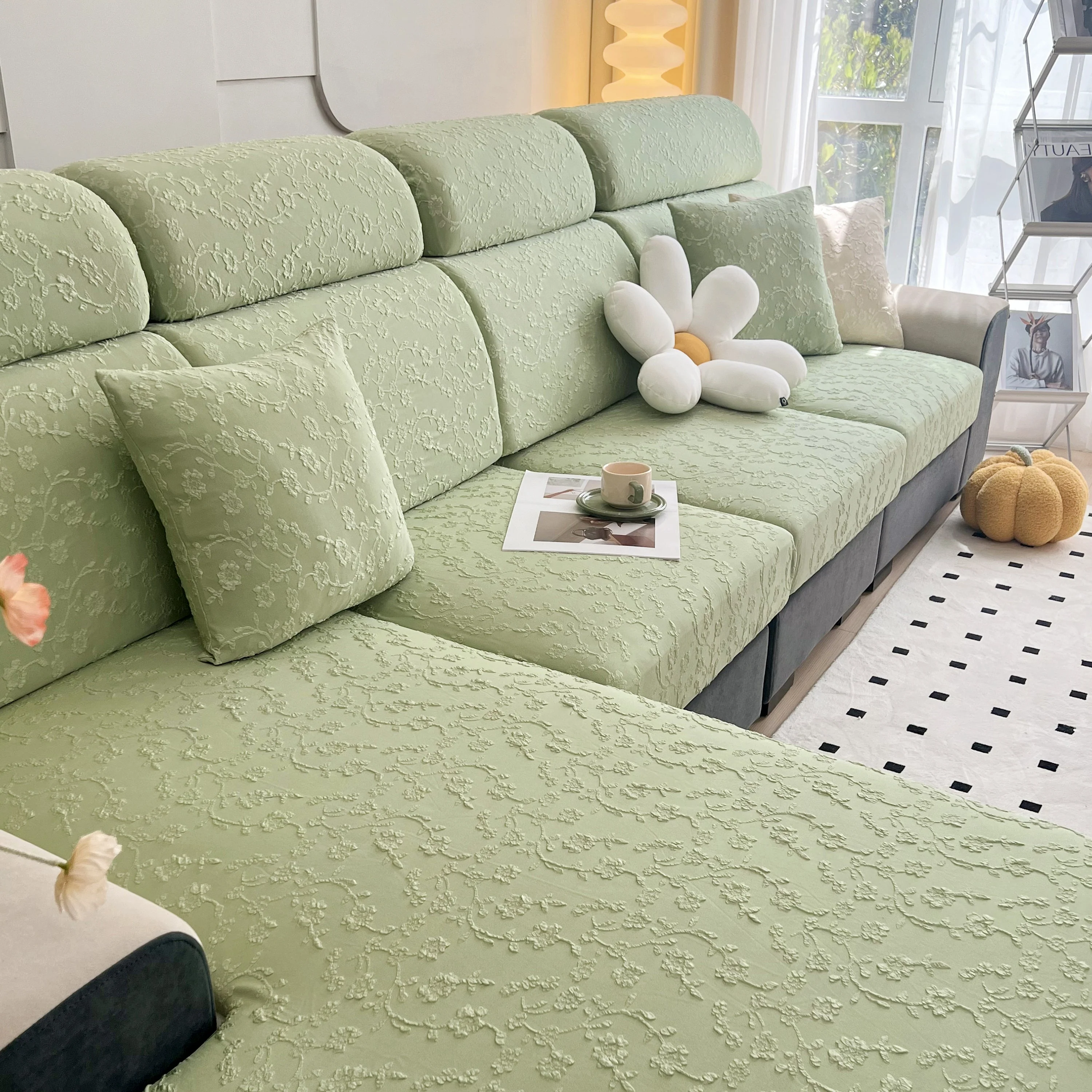 Frost Flower Cooling Silk Fabric Stretch Cushion Cover, Non-Slip Furniture Protector for Kids, Chaise Lounge Cushion Covers - Image 34