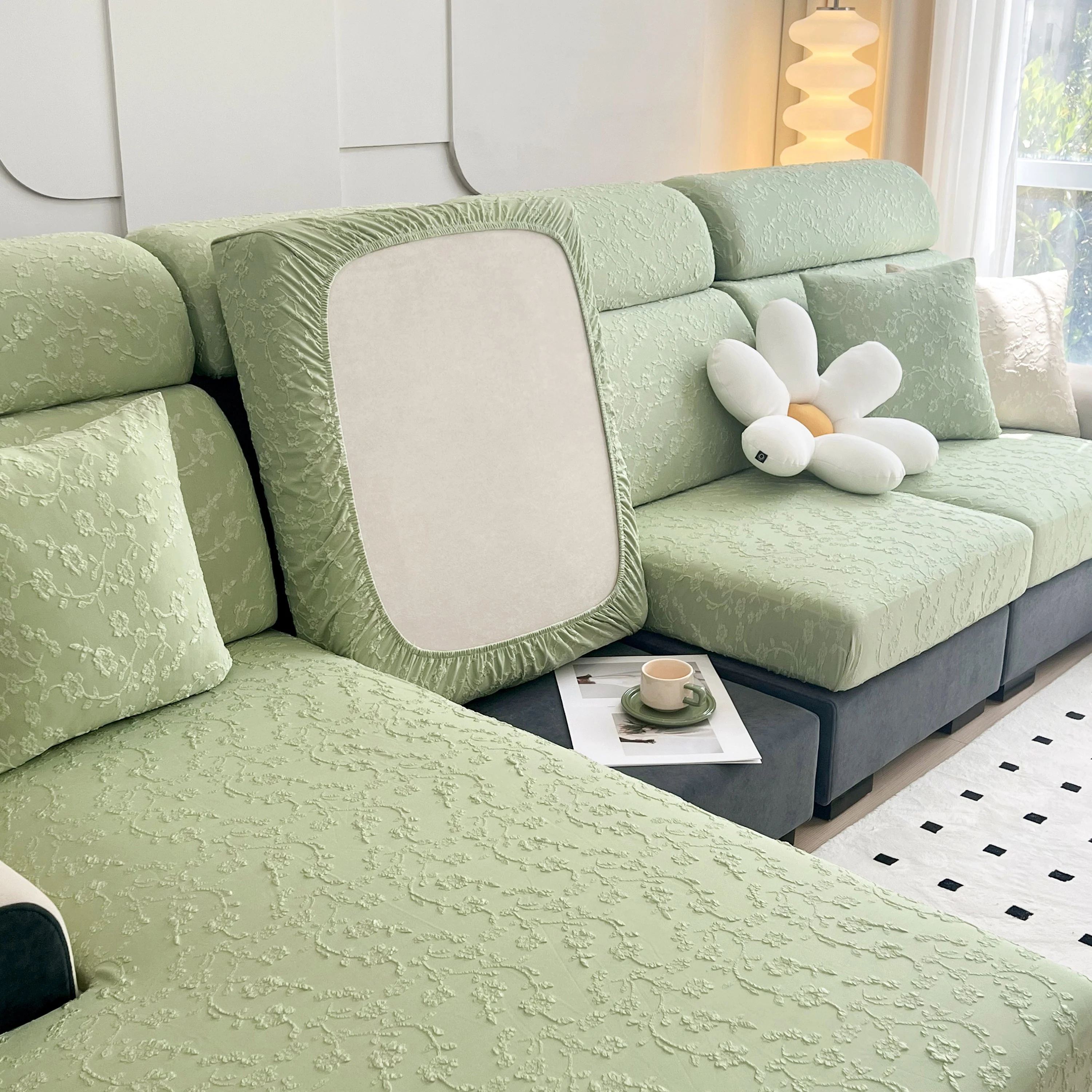 Frost Flower Cooling Silk Fabric Stretch Cushion Cover, Non-Slip Furniture Protector for Kids, Chaise Lounge Cushion Covers - Image 38