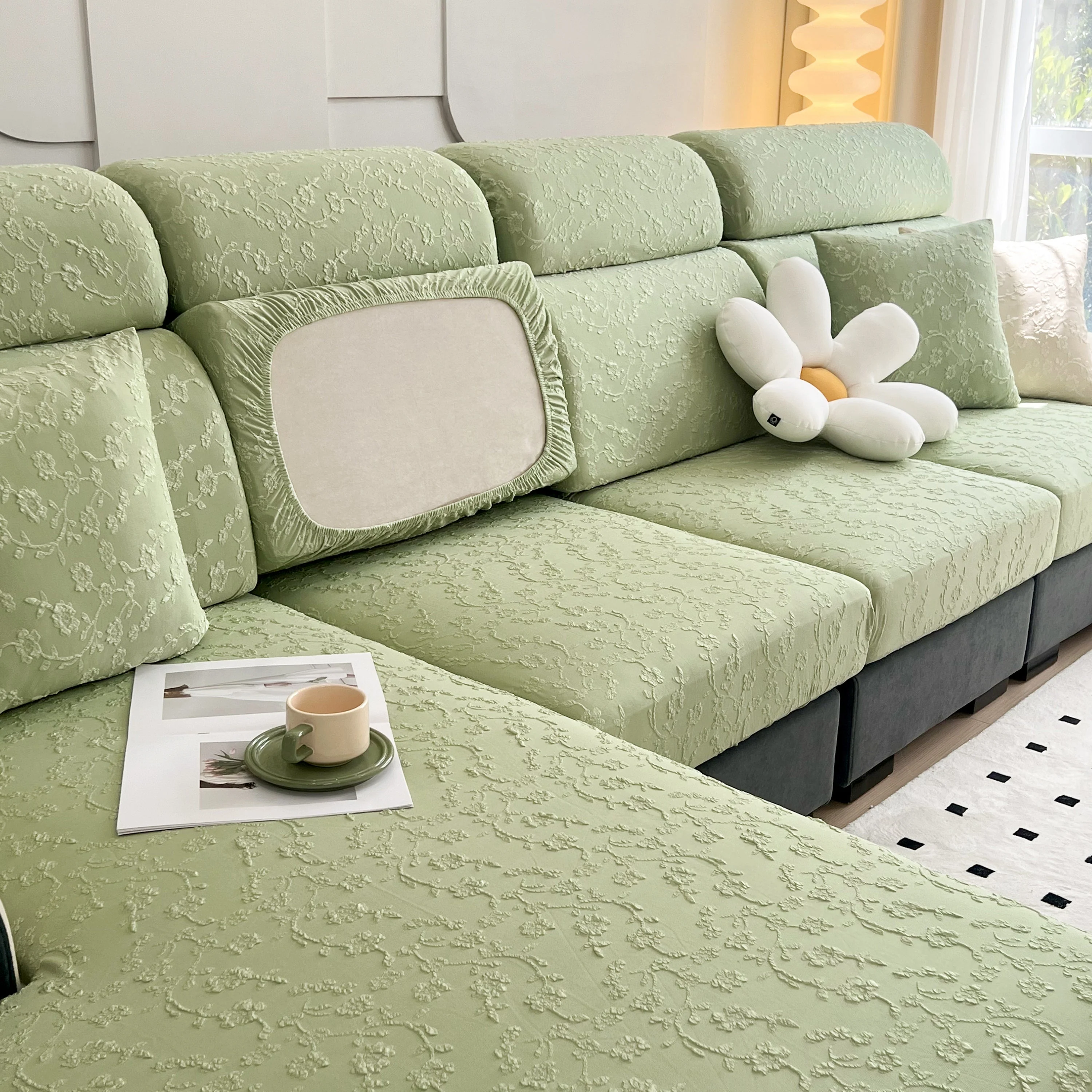 Frost Flower Cooling Silk Fabric Stretch Cushion Cover, Non-Slip Furniture Protector for Kids, Chaise Lounge Cushion Covers - Image 39