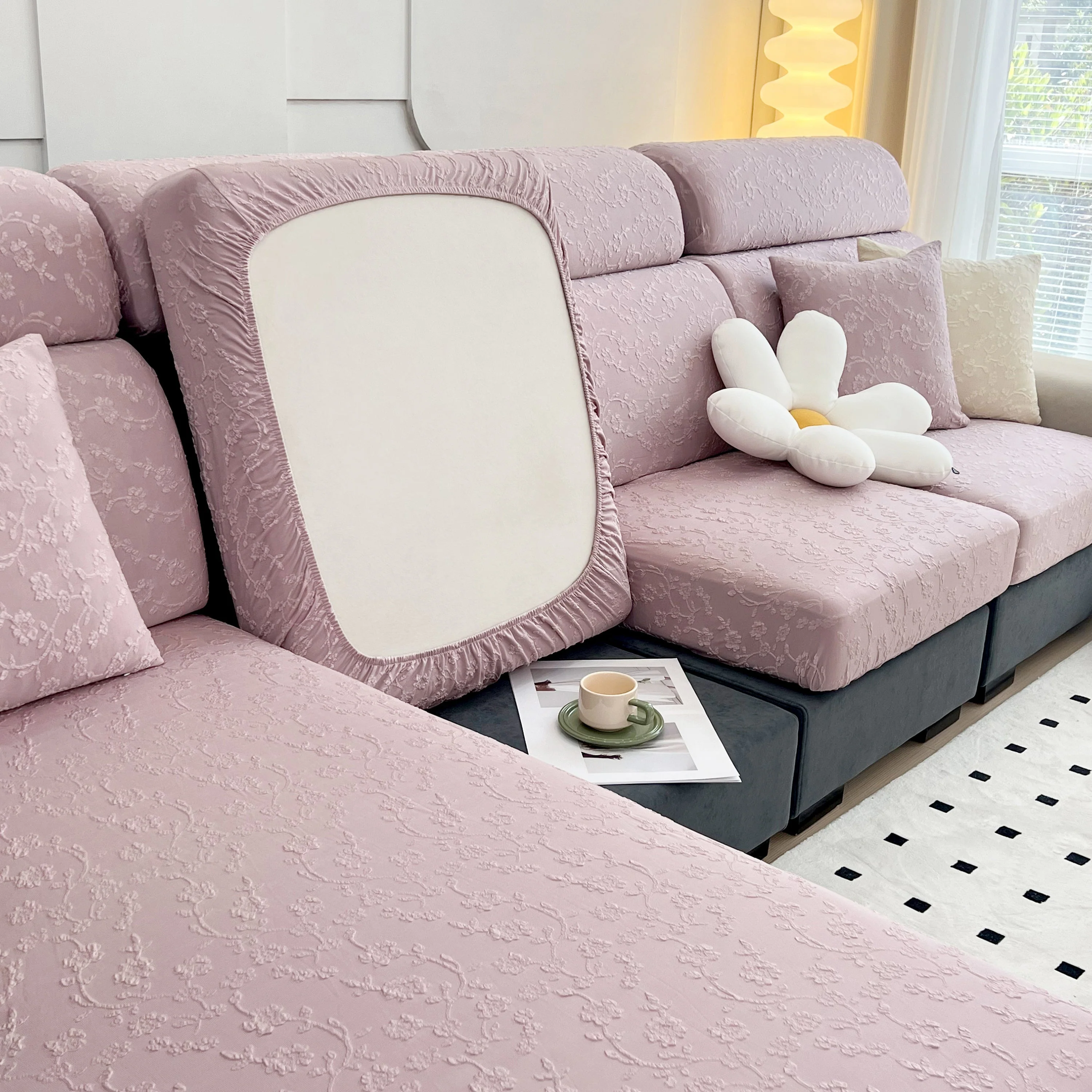Frost Flower Cooling Silk Fabric Stretch Cushion Cover, Non-Slip Furniture Protector for Kids, Chaise Lounge Cushion Covers - Image 44