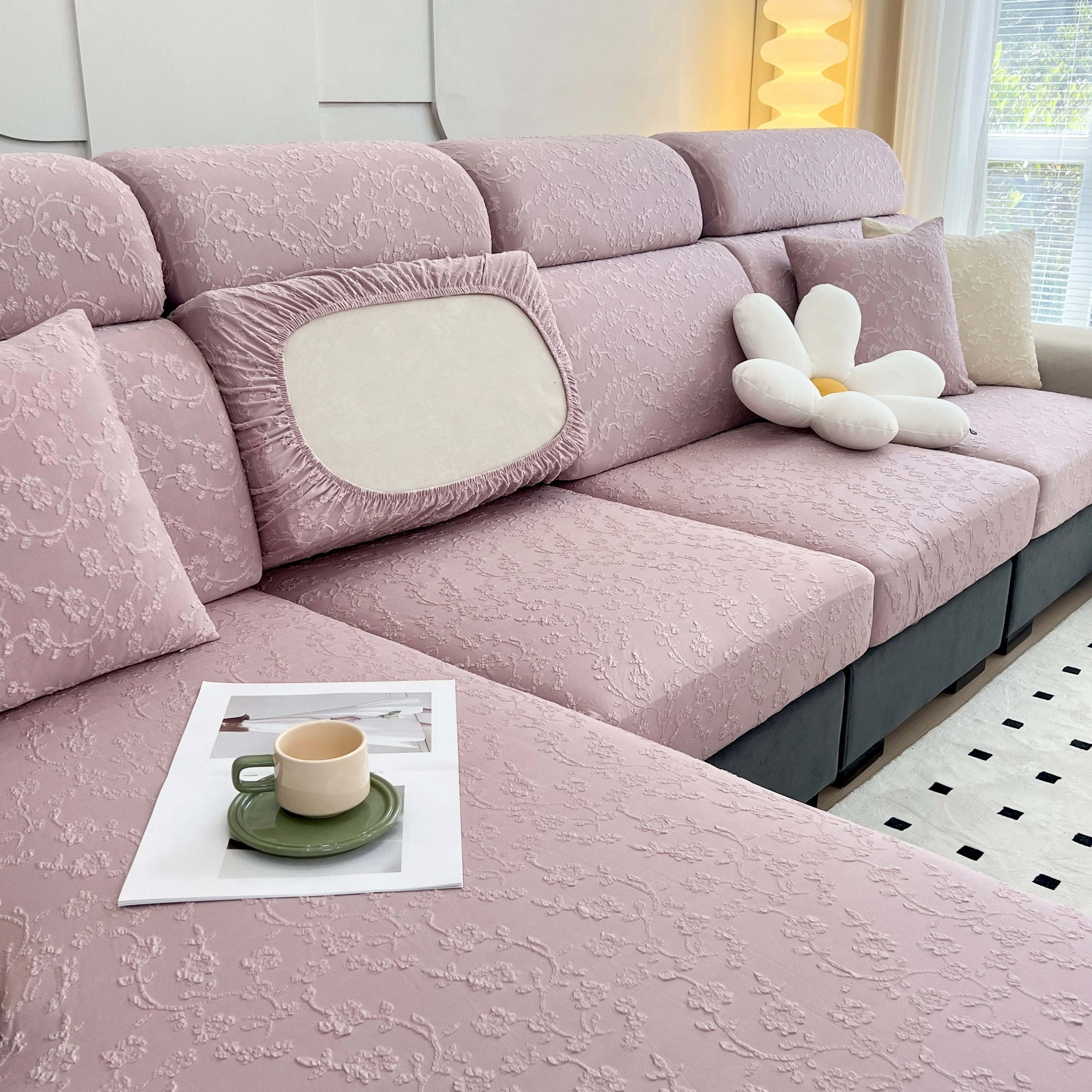 Frost Flower Cooling Silk Fabric Stretch Cushion Cover, Non-Slip Furniture Protector for Kids, Chaise Lounge Cushion Covers - Image 45