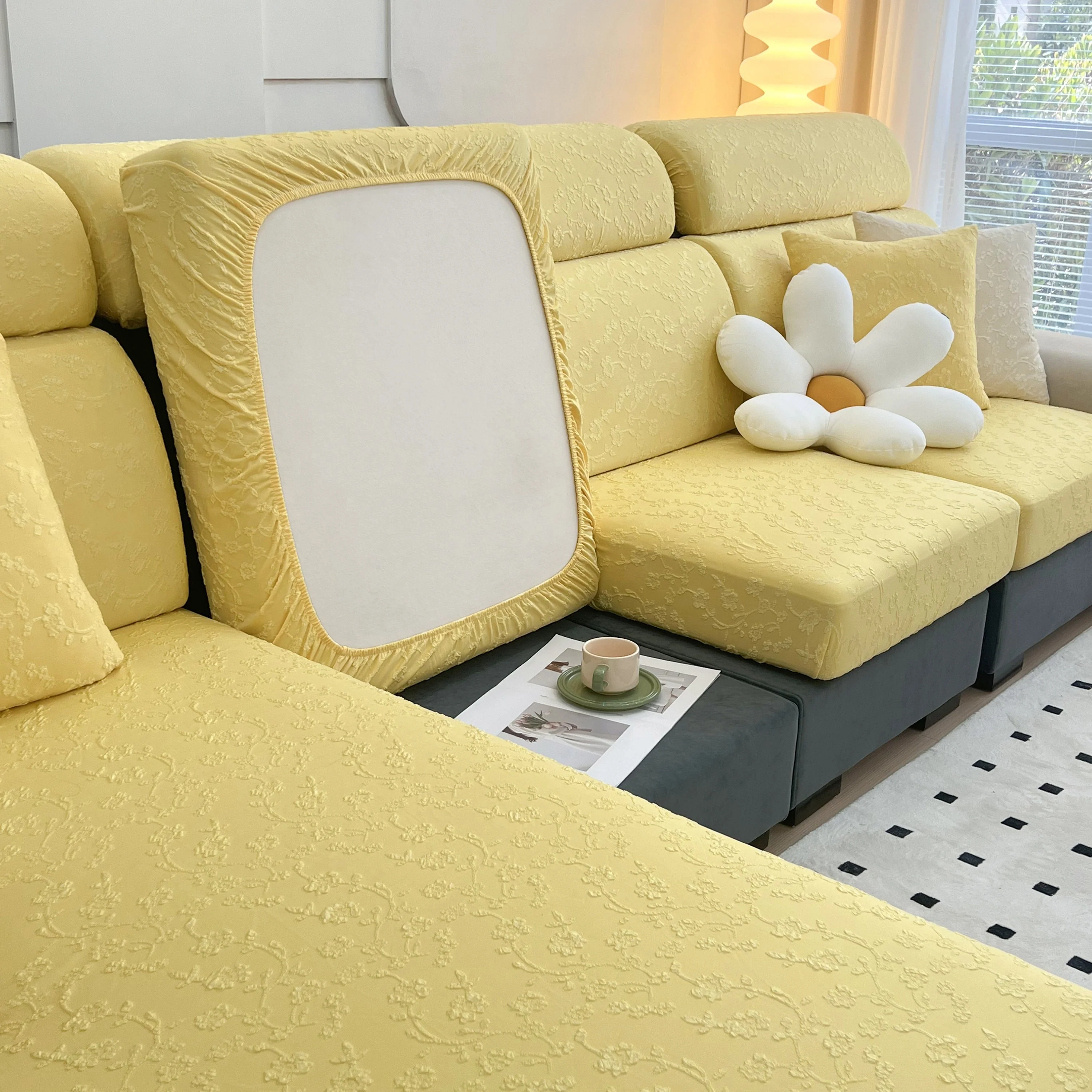 Frost Flower Cooling Silk Fabric Stretch Cushion Cover, Non-Slip Furniture Protector for Kids, Chaise Lounge Cushion Covers - Image 47