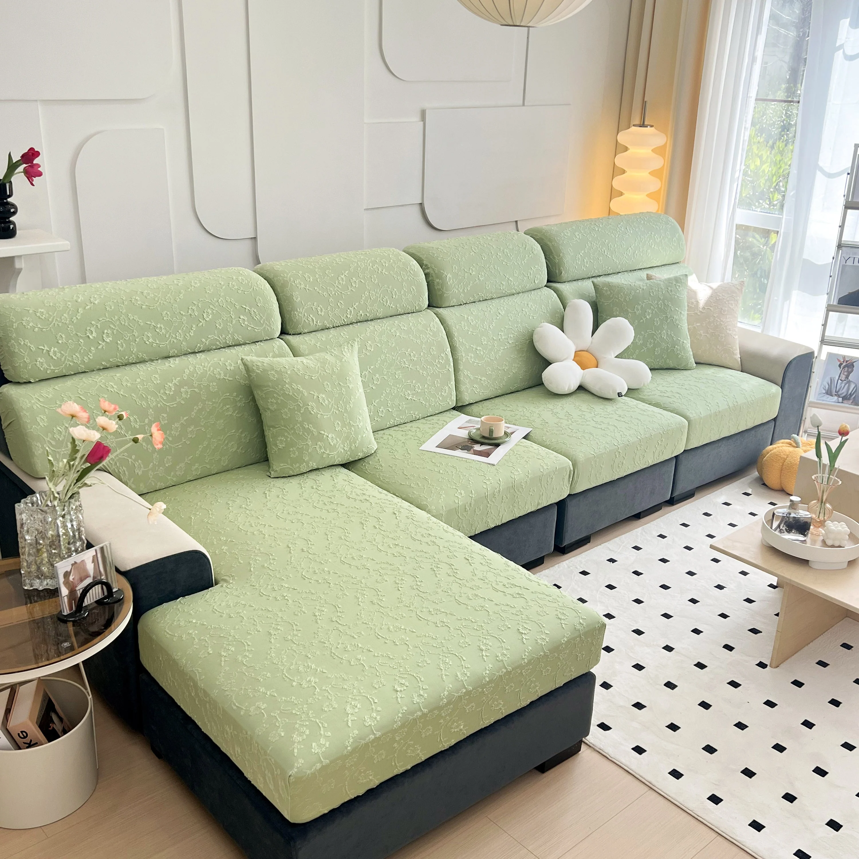 Frost Flower Cooling Silk Fabric Stretch Cushion Cover, Non-Slip Furniture Protector for Kids, Chaise Lounge Cushion Covers - Image 8