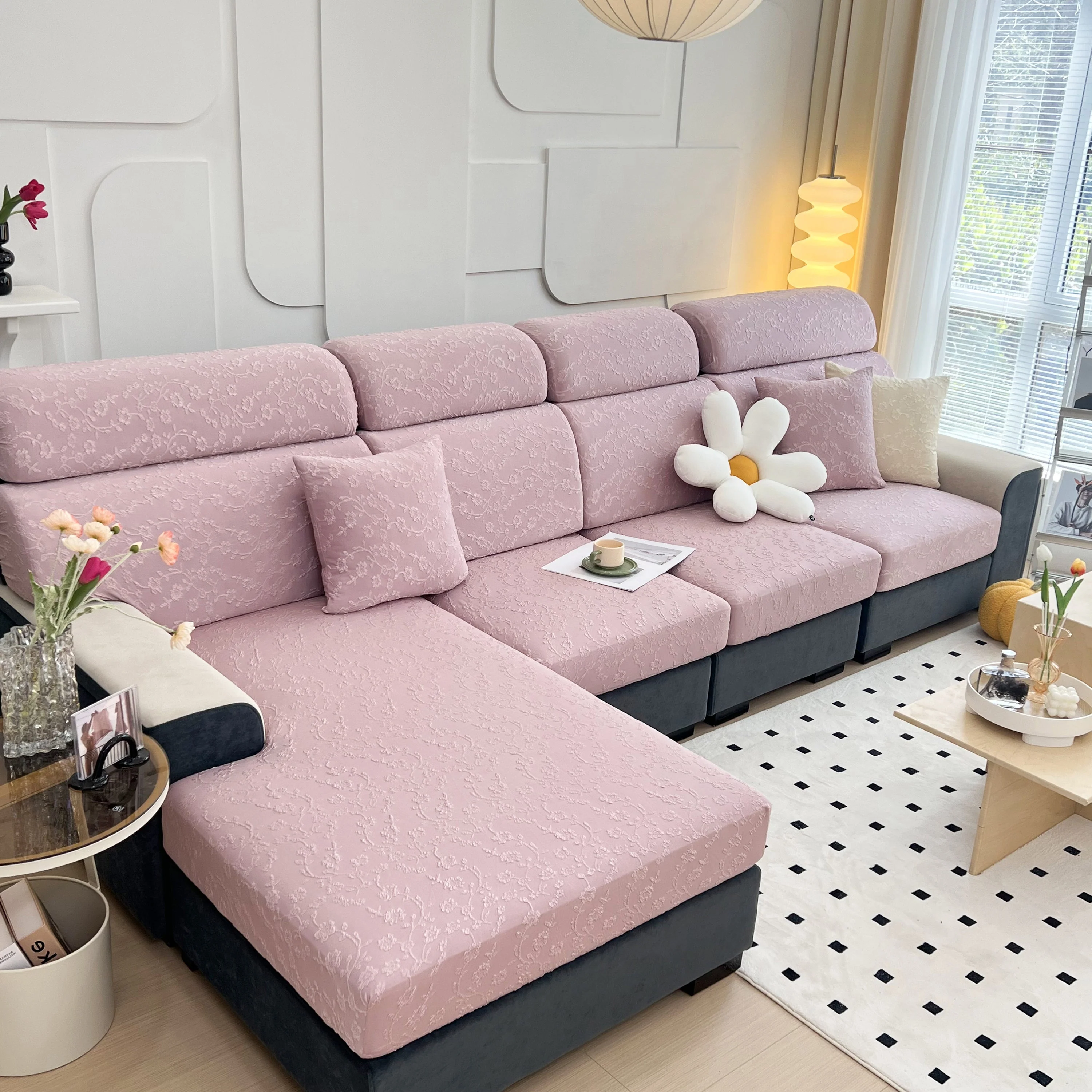 Frost Flower Cooling Silk Fabric Stretch Cushion Cover, Non-Slip Furniture Protector for Kids, Chaise Lounge Cushion Covers - Image 9