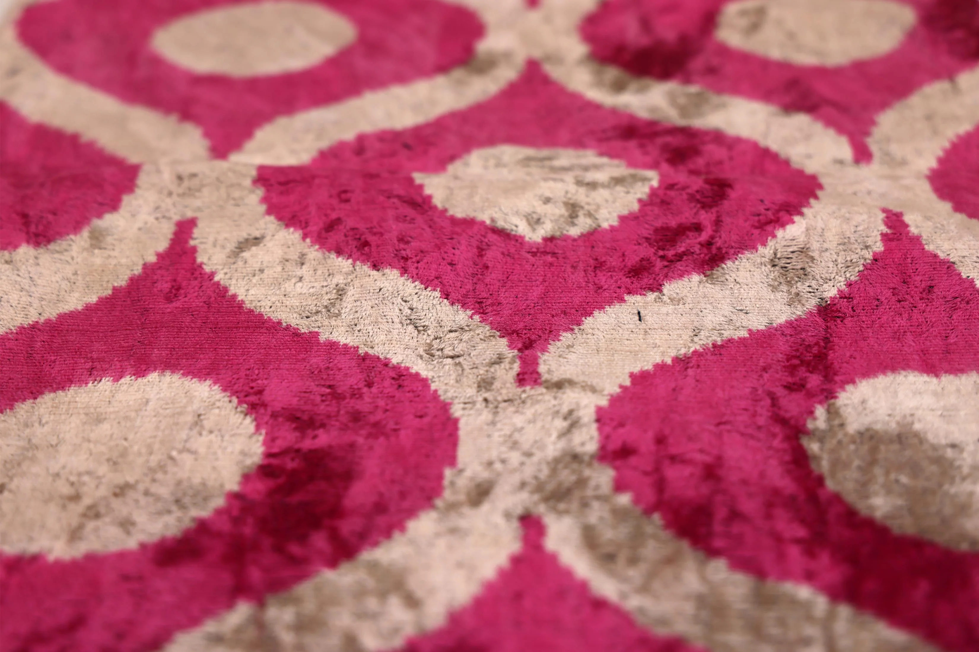 Fuchsia Orbit Silk Velvet Pillow 16x24 Handmade Luxury Lumbar Cushion - Image 3