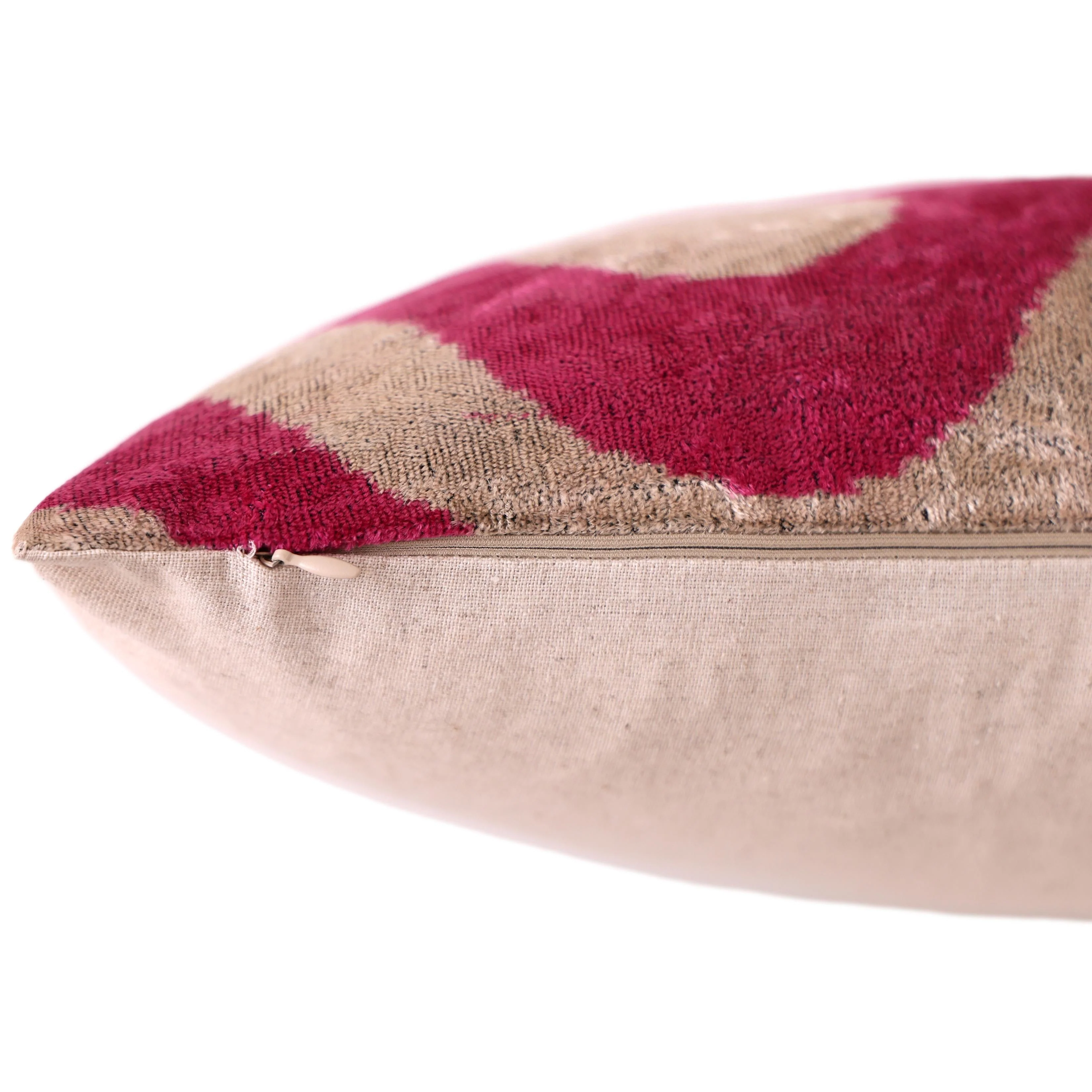 Fuchsia Orbit Silk Velvet Pillow 16x24 Handmade Luxury Lumbar Cushion - Image 6