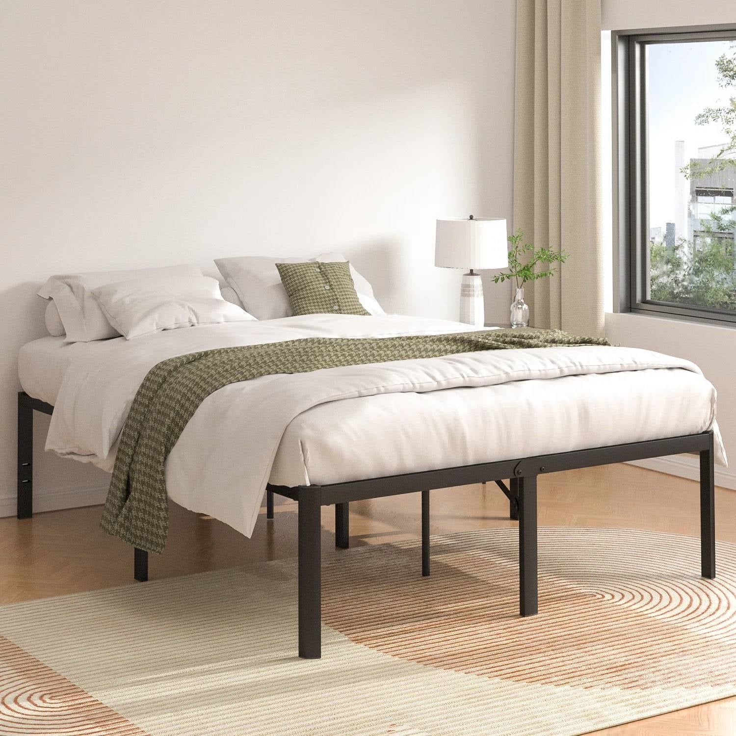 Full 18-inch Rounded Edge Corners Metal Bed Frame with Under-bed Storage Space - Image 4
