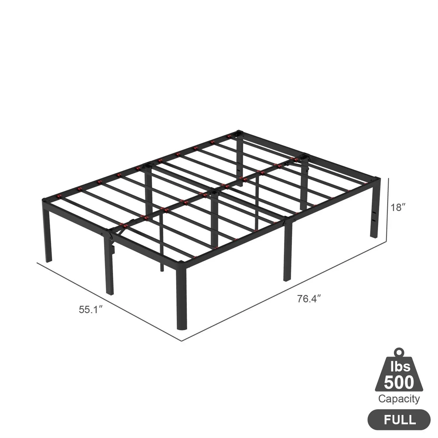 Full 18-inch Rounded Edge Corners Metal Bed Frame with Under-bed Storage Space - Image 5