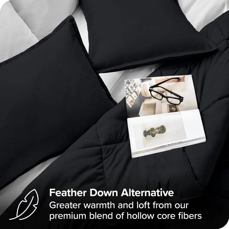 Full/Double size Luxuriously Soft Down Alternative Comforter Set in Black - Image 4