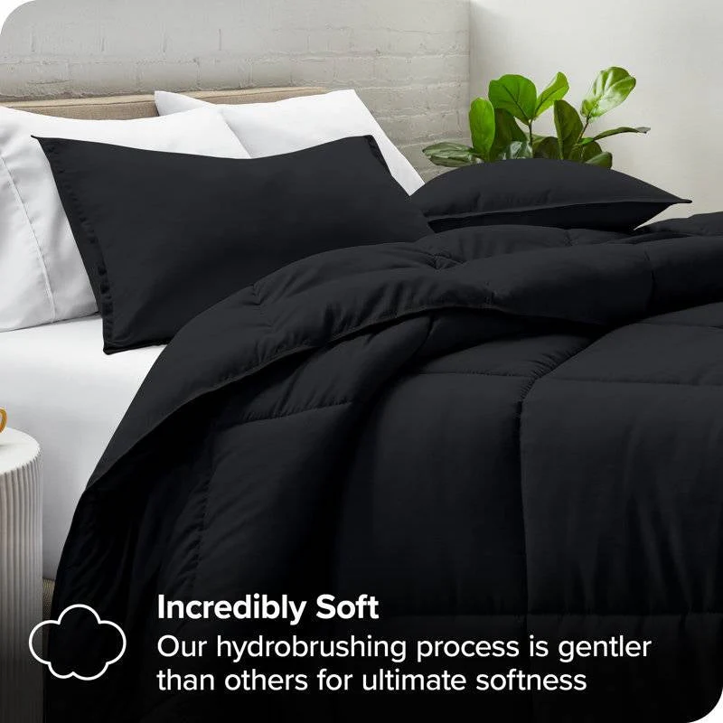 Full/Double size Luxuriously Soft Down Alternative Comforter Set in Black - Image 5