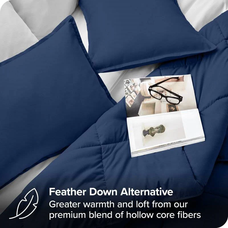 Full/Double size Super Soft Down Alternative Comforter Set in Navy Blue - Image 4