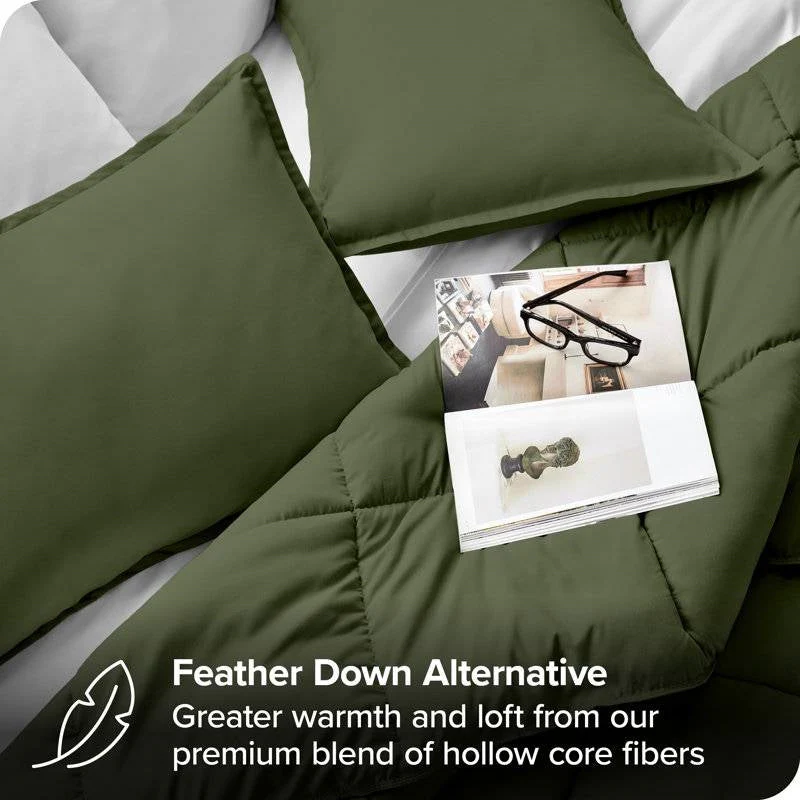 Full/Double size Super Soft Down Alternative Comforter Set in Olive Green - Image 3