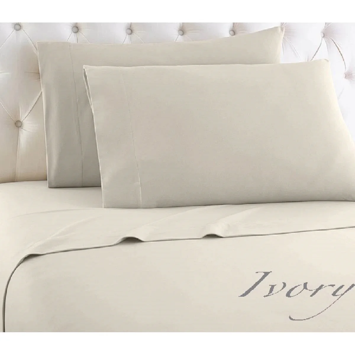 Full Ivory 100-Percent Egyptian Cotton 1000 Thread Count 4-Piece Sheet Set - Image 3