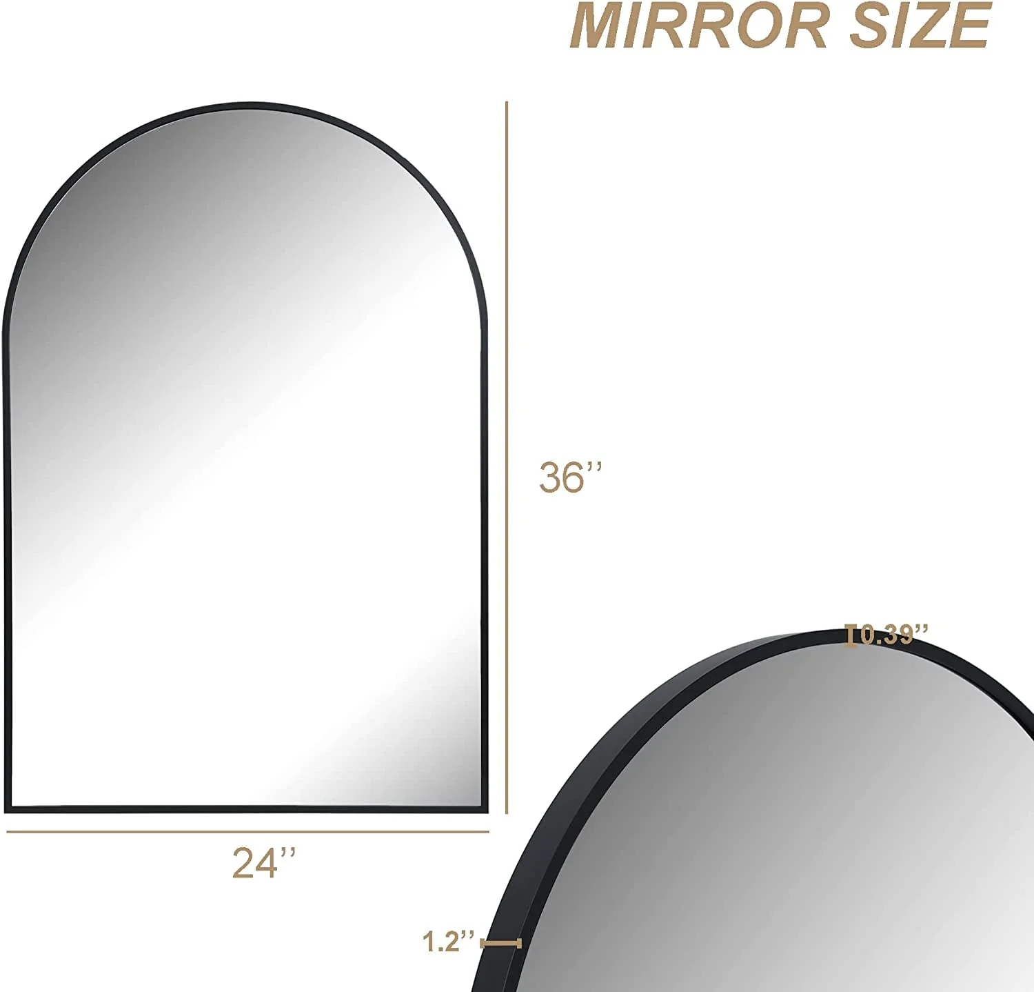 Full-Length Arched Bathroom Mirror – Metal Frame - Image 3