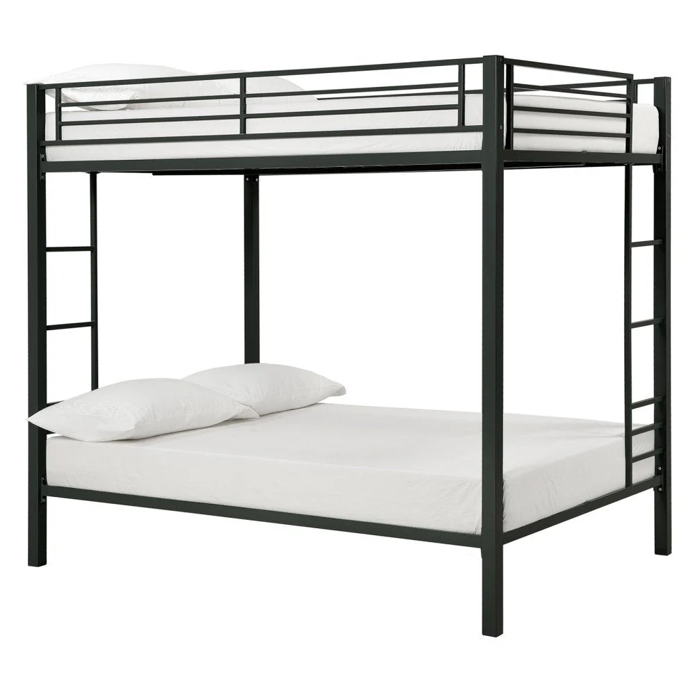 Full over Full size Sturdy Black Metal Bunk Bed - Image 2