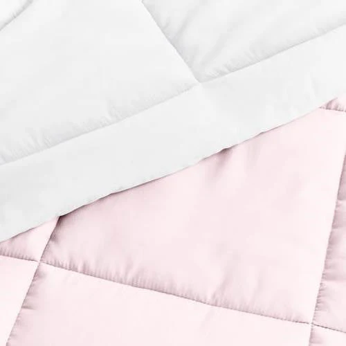Full/Queen 3-Piece Microfiber Reversible Comforter Set in Blush Pink and White - Image 3