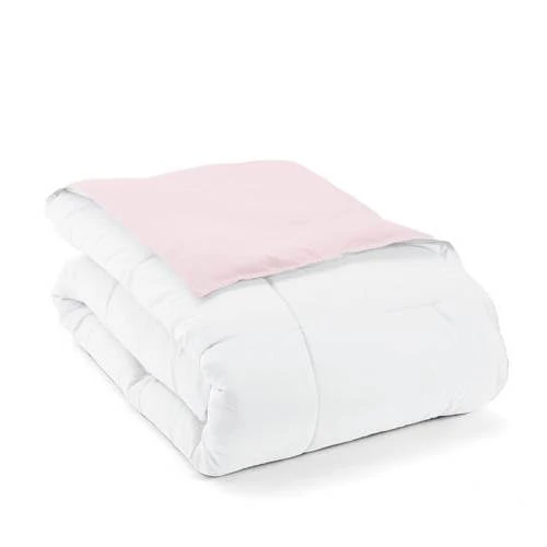 Full/Queen 3-Piece Microfiber Reversible Comforter Set in Blush Pink and White - Image 5