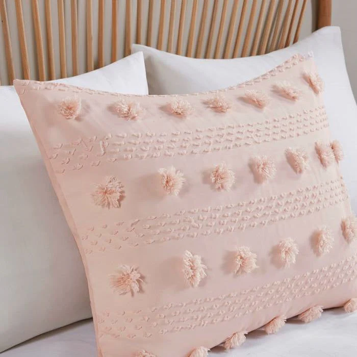 Full/Queen 3-Piece Pink Pompom Microfiber Comforter Set - Image 3