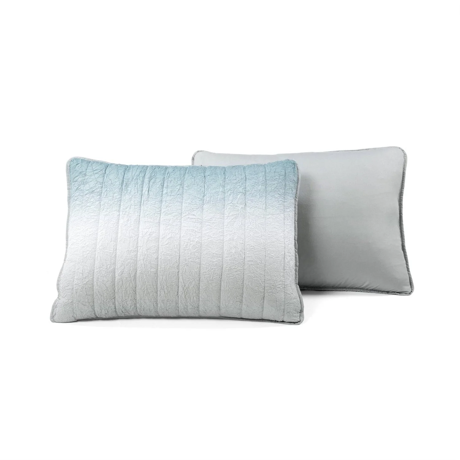 Full/Queen Aqua Blue and Grey Lightweight Polyester Fabric 3 Piece Quilt Set - Image 4