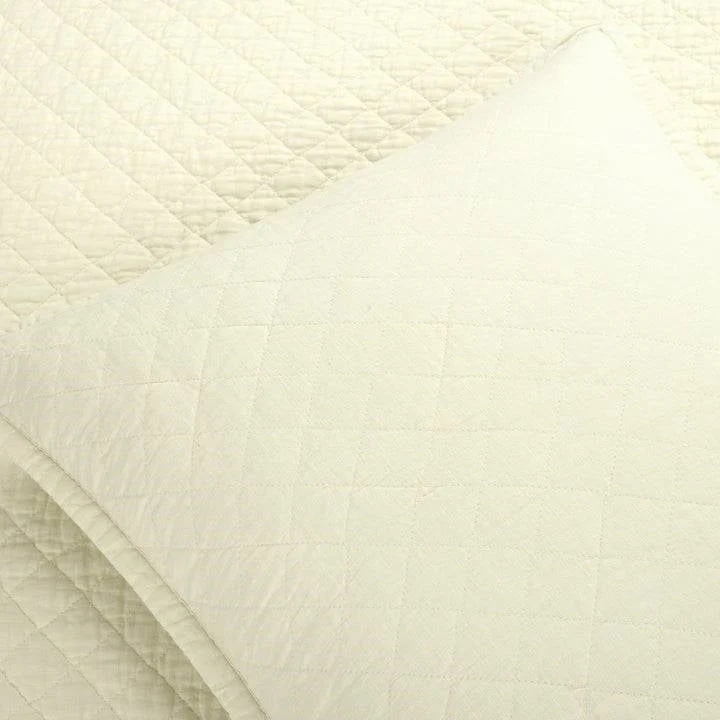 Full/Queen Lightweight Cotton Linen Ivory Textured Reversible 3-Piece Quilt Set - Image 2