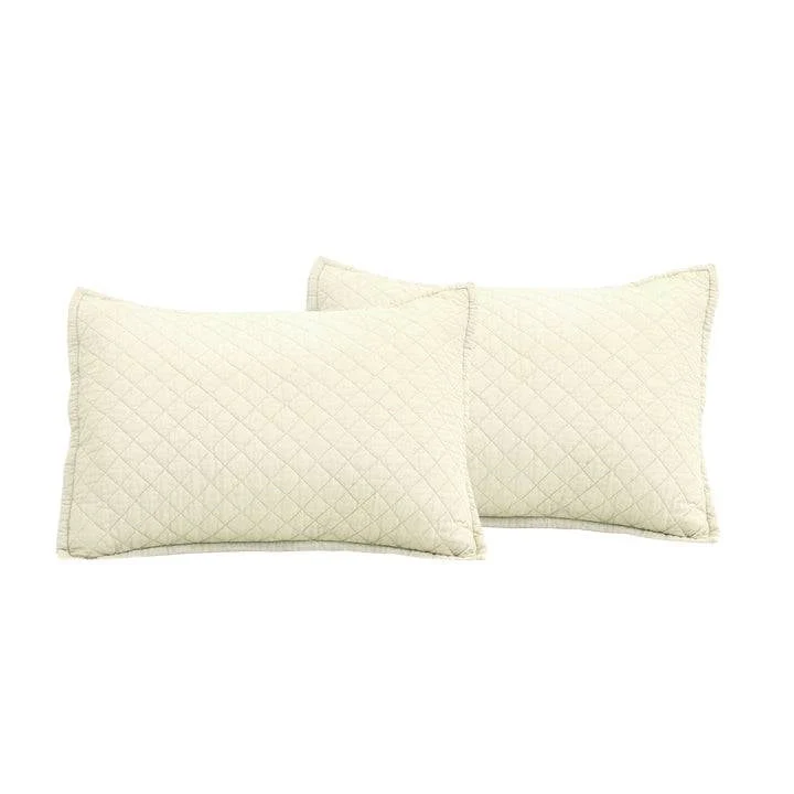 Full/Queen Lightweight Cotton Linen Ivory Textured Reversible 3-Piece Quilt Set - Image 3