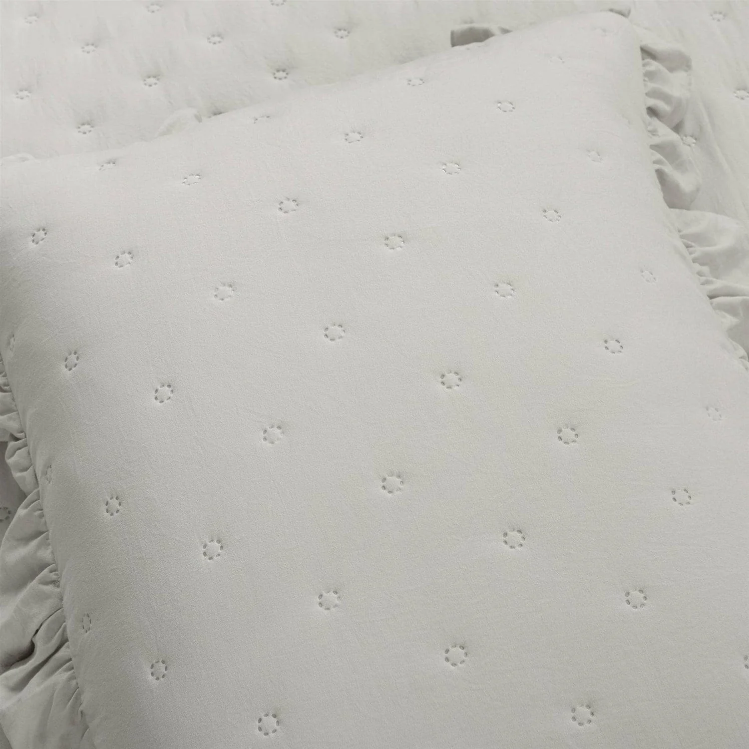 Full/Queen Lightweight Grey Ruffle Reversible Oversized 3 Piece Quilt Set - Image 3
