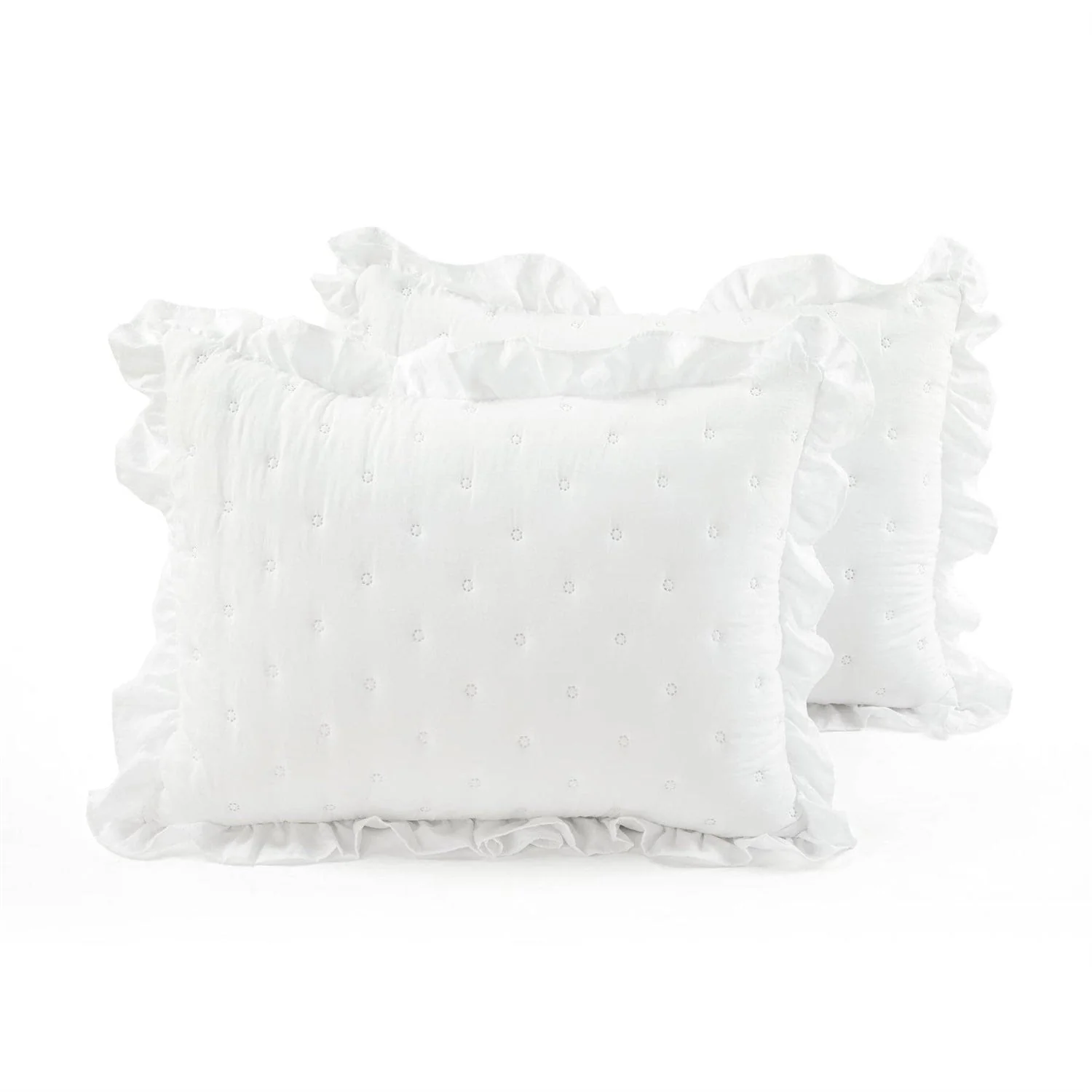 Full/Queen Lightweight White Ruffle Reversible Oversized 3 Piece Quilt Set - Image 4
