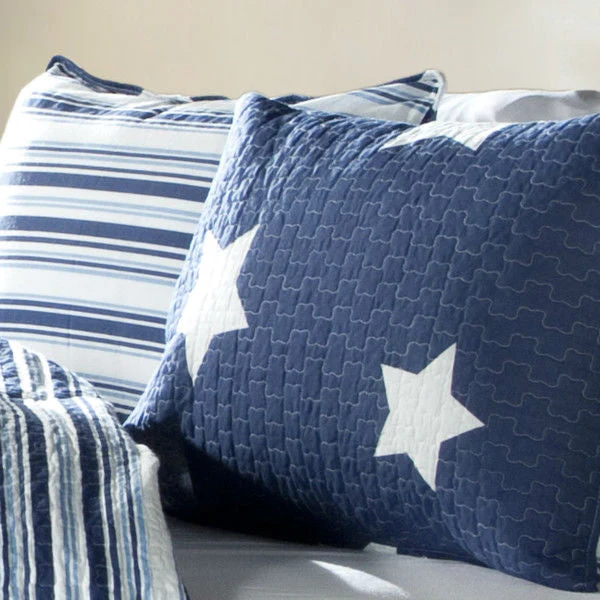 Full / Queen Navy Stars And Stripes At Night Quilt Coverlet Bedspread Set - Image 3