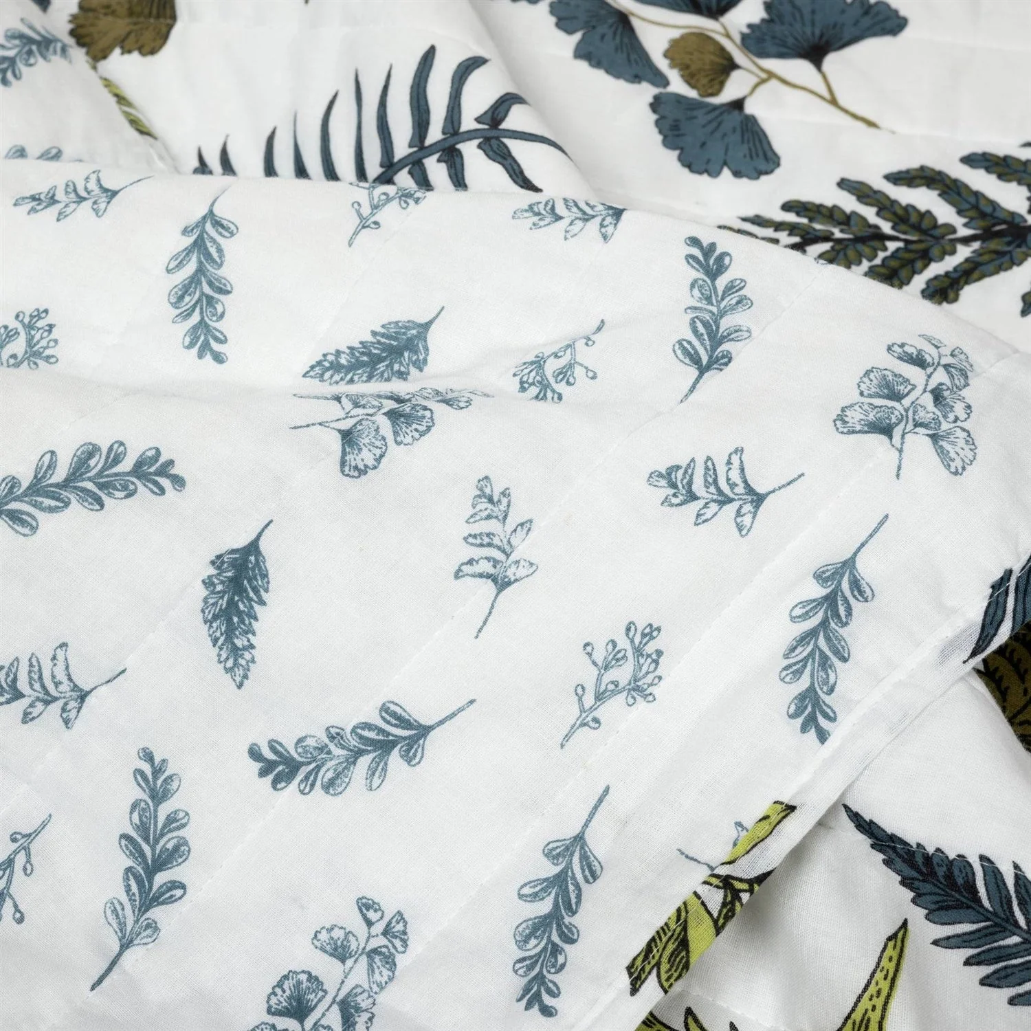 Full/Queen Reversible Cotton Lightweight Floral Fern 3 Piece Quilt Set - Image 4