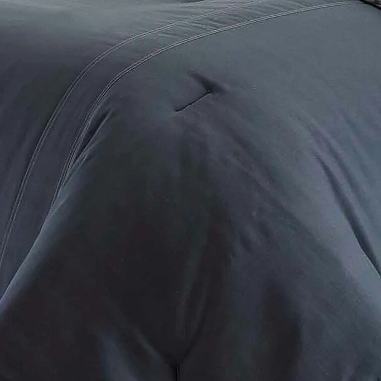 Full/Queen size 100% Cotton Reverse Plaid Gray/White Comforter Set - Image 3
