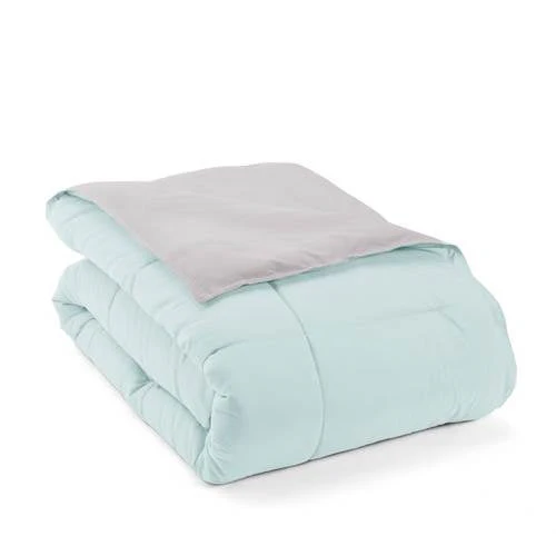 Full/Queen size 3-Piece Microfiber Reversible Comforter Set Aqua Blue and Grey - Image 4