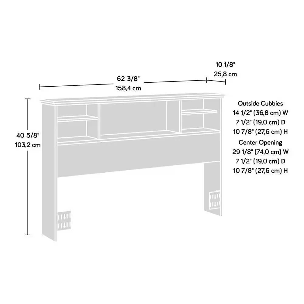 Full / Queen size Farmhouse Bookcase Headboard in Grey White Wood Finish - Image 5