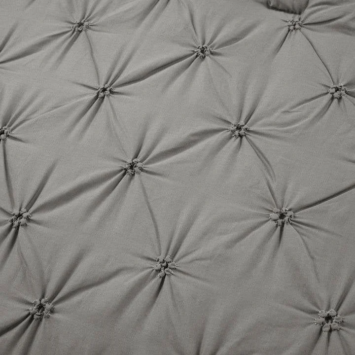 Full/Queen size  Soft Pleated Grey Cotton 3 Piece Comforter Set - Image 4