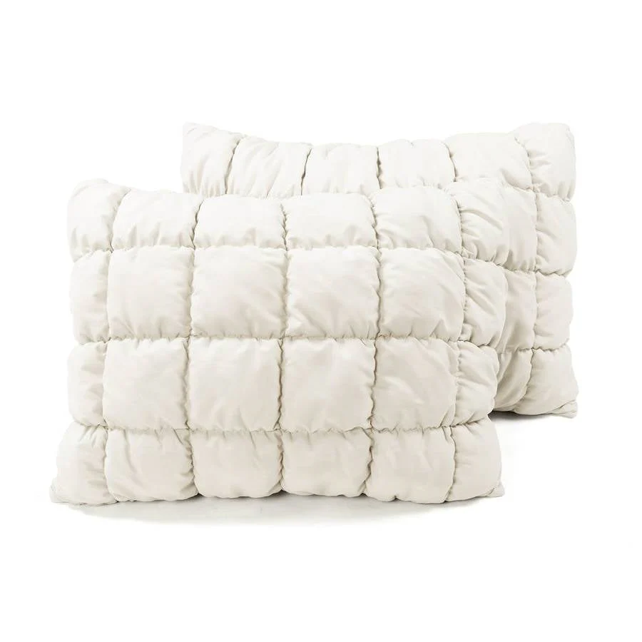 Full/Queen Soft Lightweight Puff Textured 3-Piece Comforter Set in Off White - Image 3