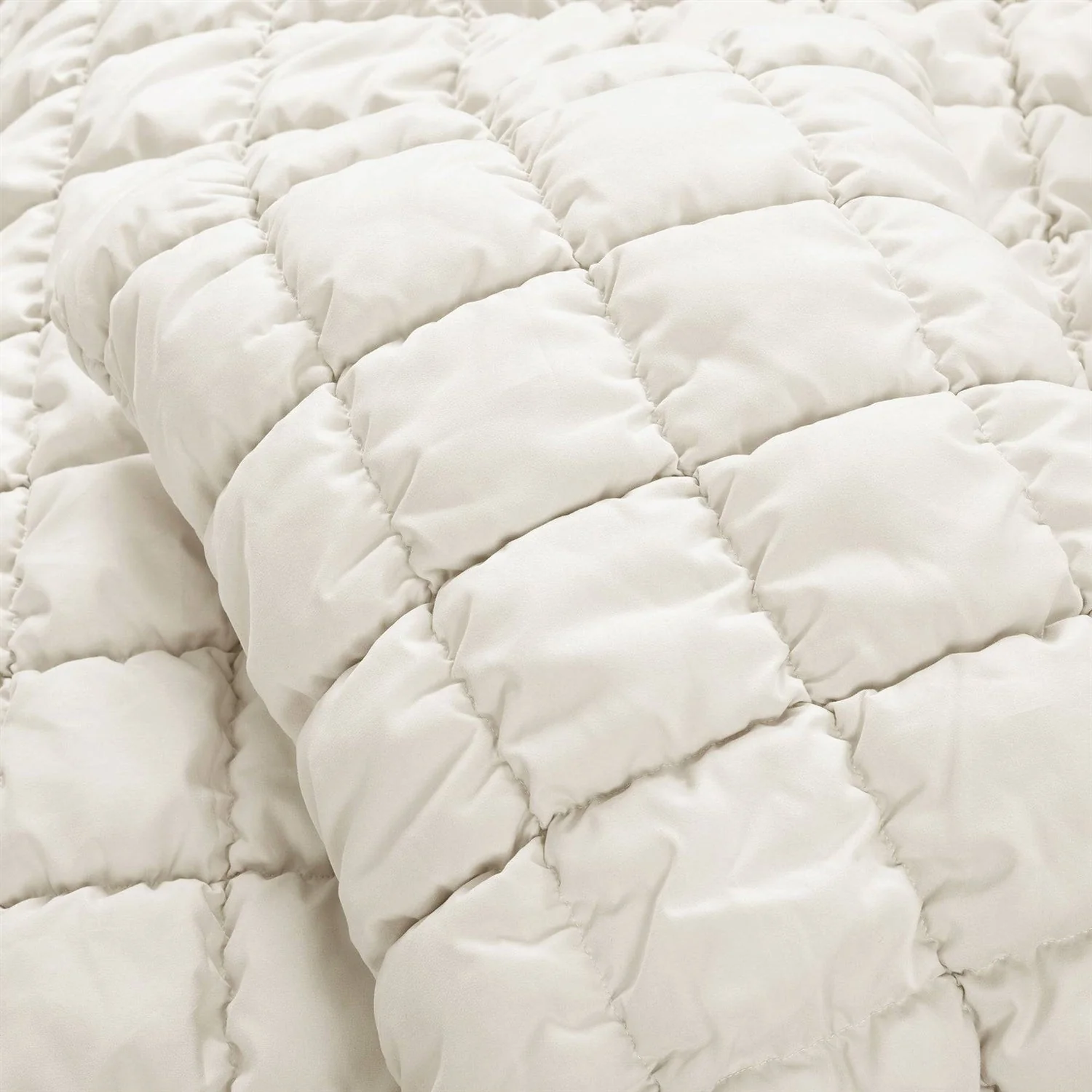 Full/Queen Soft Lightweight Puff Textured 3-Piece Comforter Set in Off White - Image 4