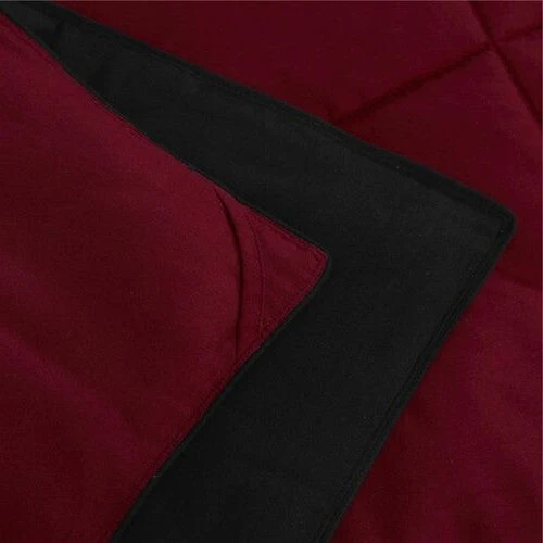 Full/Queen Traditional Microfiber Reversible 3 Piece Comforter Set in Black/Maroon - Image 4