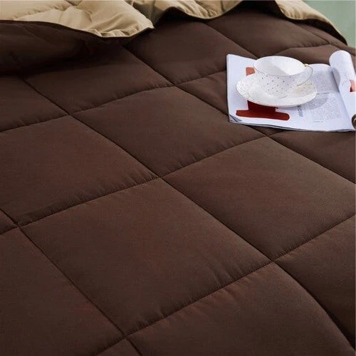 Full/Queen Traditional Microfiber Reversible 3 Piece Comforter Set in Brown - Image 2