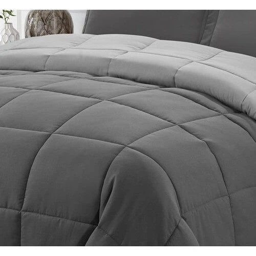 Full/Queen Traditional Microfiber Reversible 3 Piece Comforter Set in Grey - Image 4