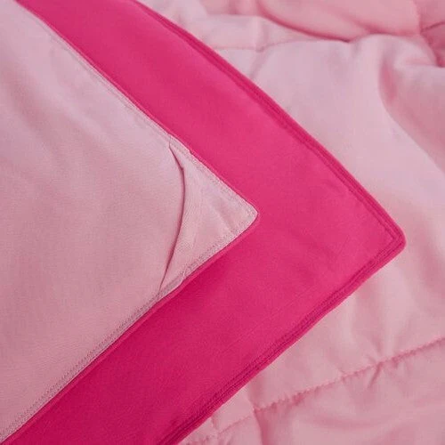 Full/Queen Traditional Microfiber Reversible 3 Piece Comforter Set in Pink - Image 4