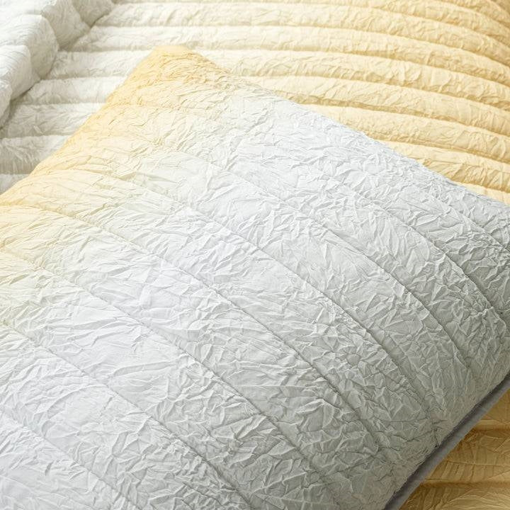 Full/Queen Yellow Orange Grey Lightweight Crinkle Fabric 3 Piece Quilt Set - Image 4