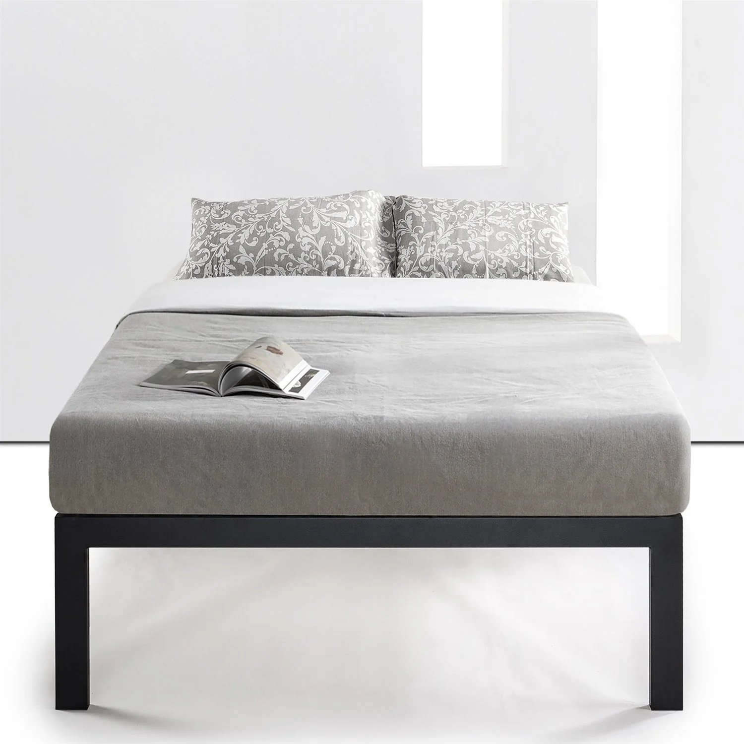Full size 18 Inch Easy Assemble Metal Platform Bed Frame Wooden Slats - Image 2