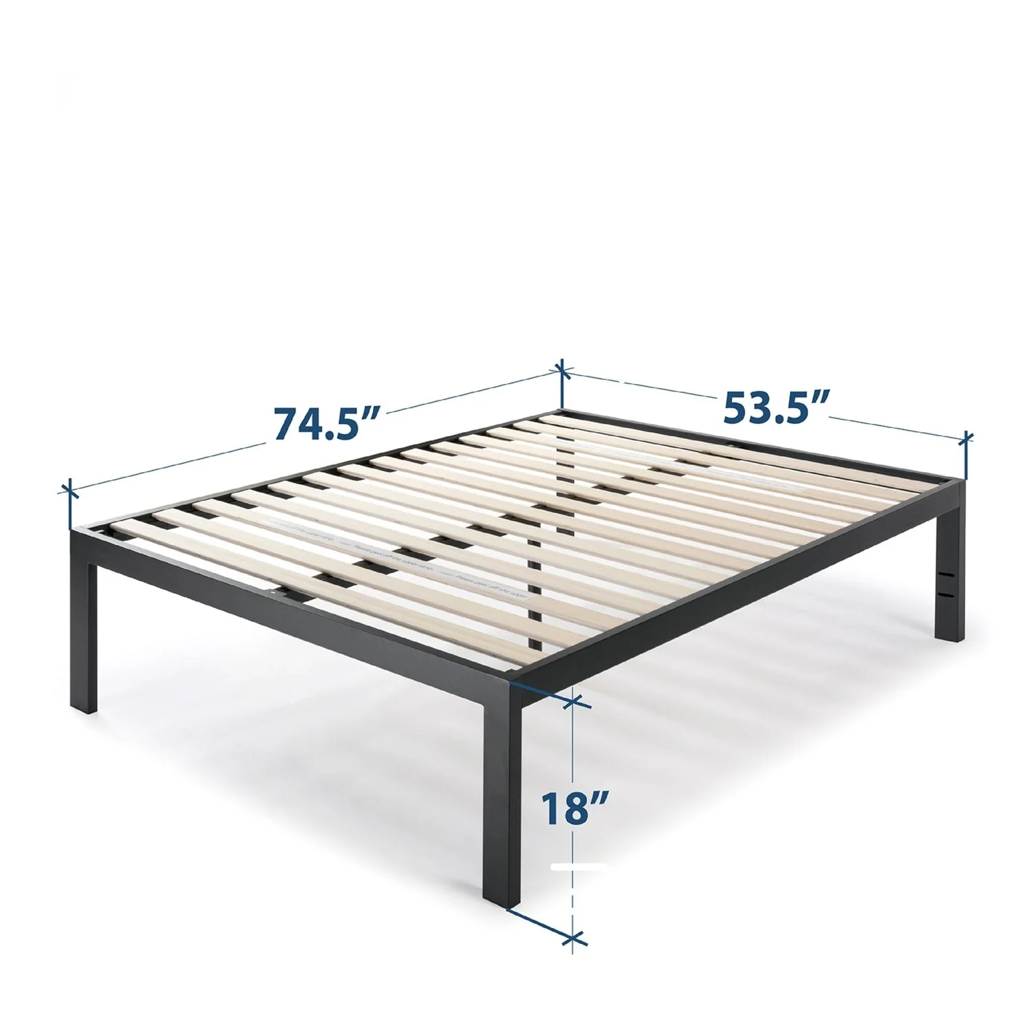 Full size 18 Inch Easy Assemble Metal Platform Bed Frame Wooden Slats - Image 3