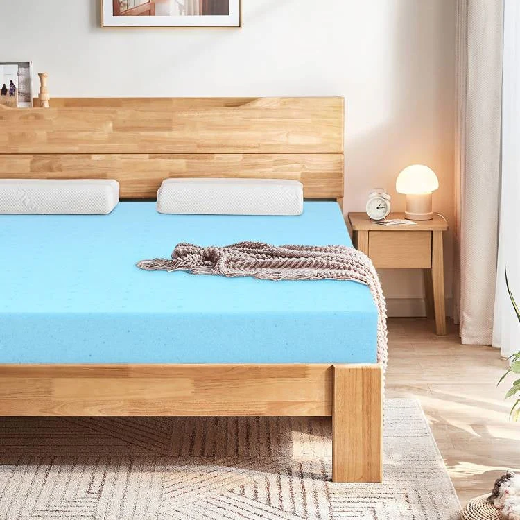Full size 3-inch Thick Gel-Infused Air Foam Mattress Topper in Light Blue - Image 3