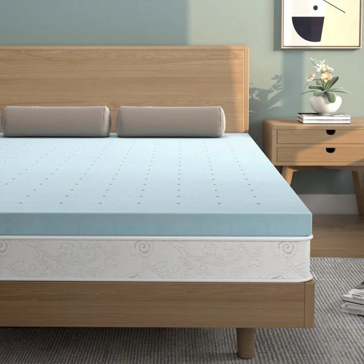 Full size 4-inch Thick Soft Gel Memory Foam Mattress Topper in Light Blue - Image 2