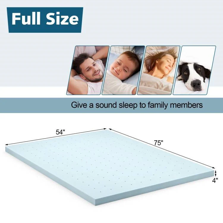 Full size 4-inch Thick Soft Gel Memory Foam Mattress Topper in Light Blue - Image 5