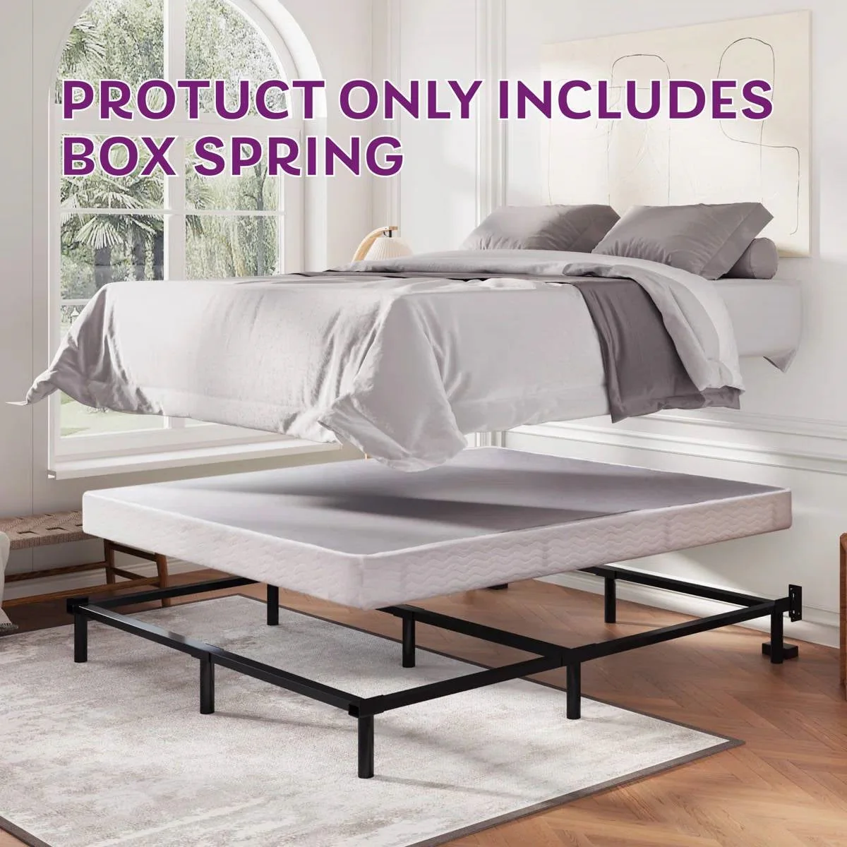Full size 5-inch Low Profile Metal Box Spring Mattress Foundation with Cover - Image 2