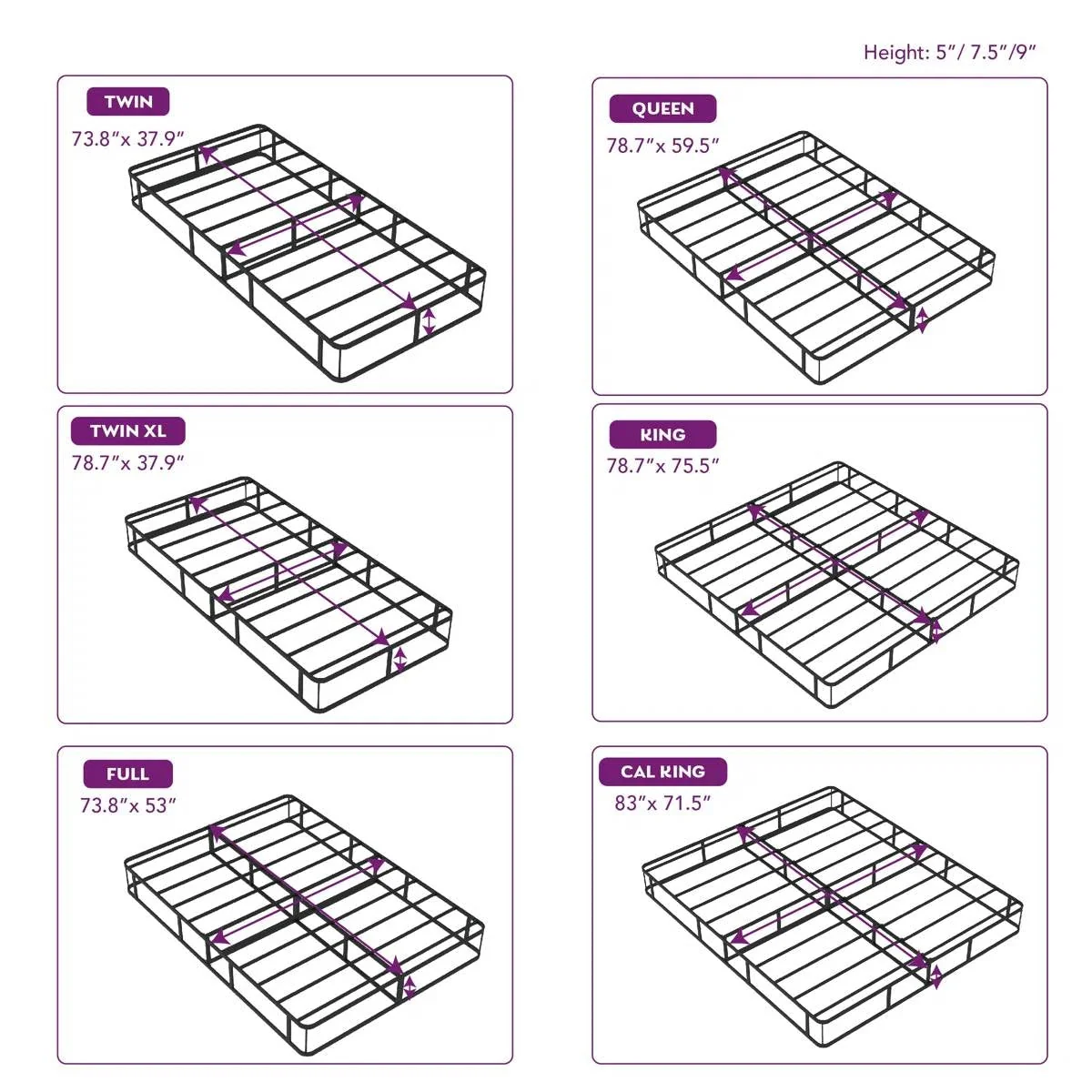Full size 5-inch Low Profile Metal Box Spring Mattress Foundation with Cover - Image 5